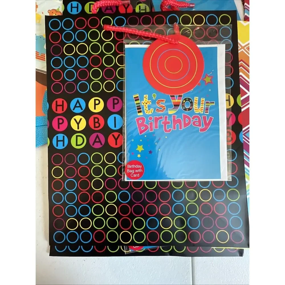 Lot 12 Happy Birthday Gift Bag Set with Greeting Card New Celebrate Holiday Wrap